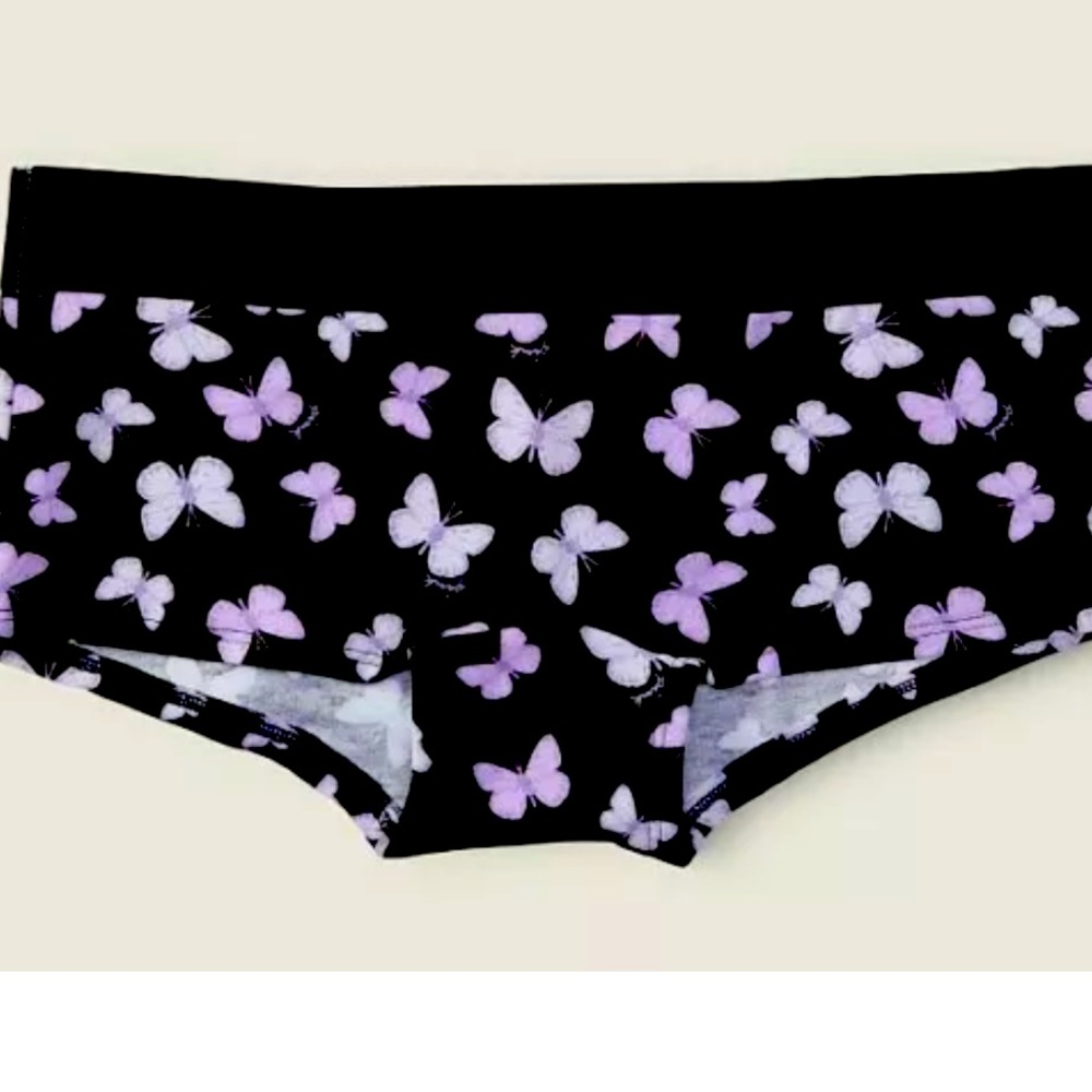 PINK Sexy Black Butterflies Boyshort Shortie NWT